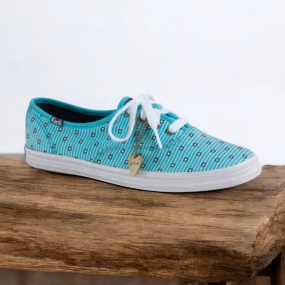 Keds Shoes - Taylor Swift x Keds Champion Sneaker with Charm in Aqua Stripe Polka Dot Sz 7.5